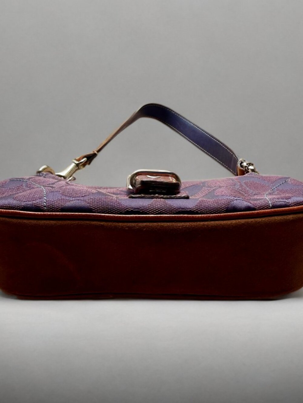 Coach Purple Signature Canvas Suede Demi Buckle Shoulder Bag 6362 - Picture 4 of 11